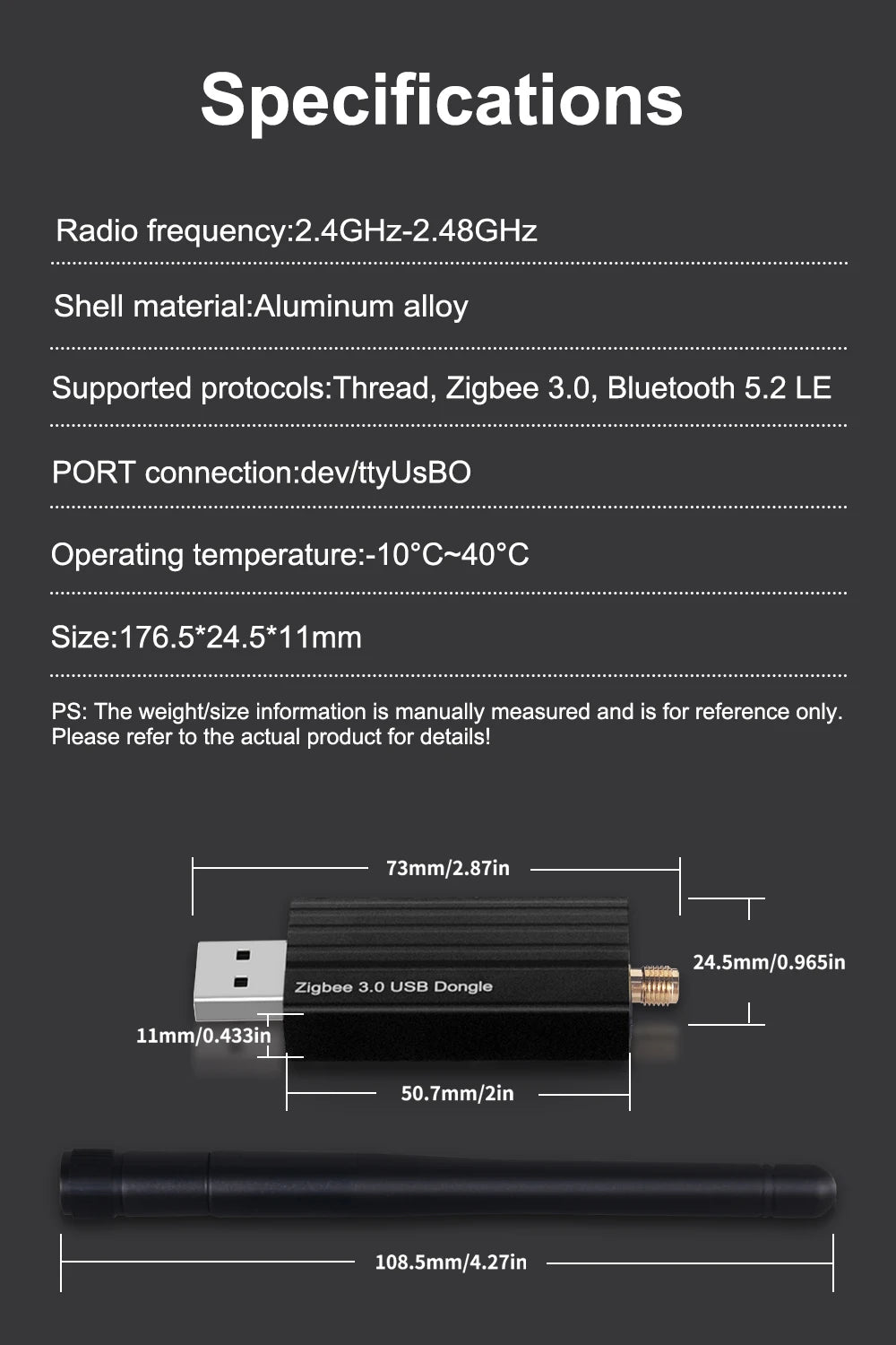 Clé USB Coordinateur Zigbee 3.0 - Compatible Home Assistant & Zigbee2MQTT
