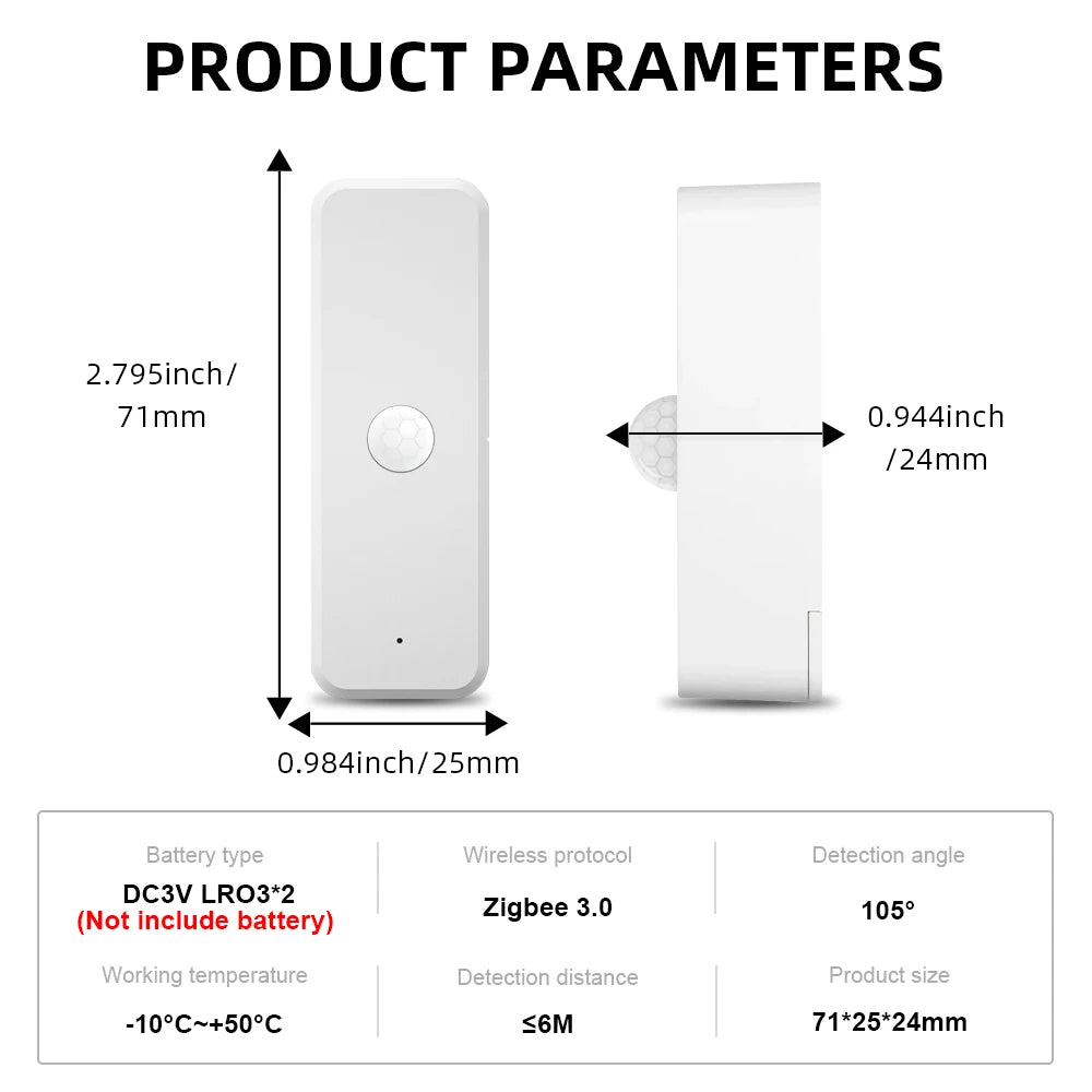Capteur Zigbee de Mouvement PIR - Compatible Tuya, eWeLink, Alexa