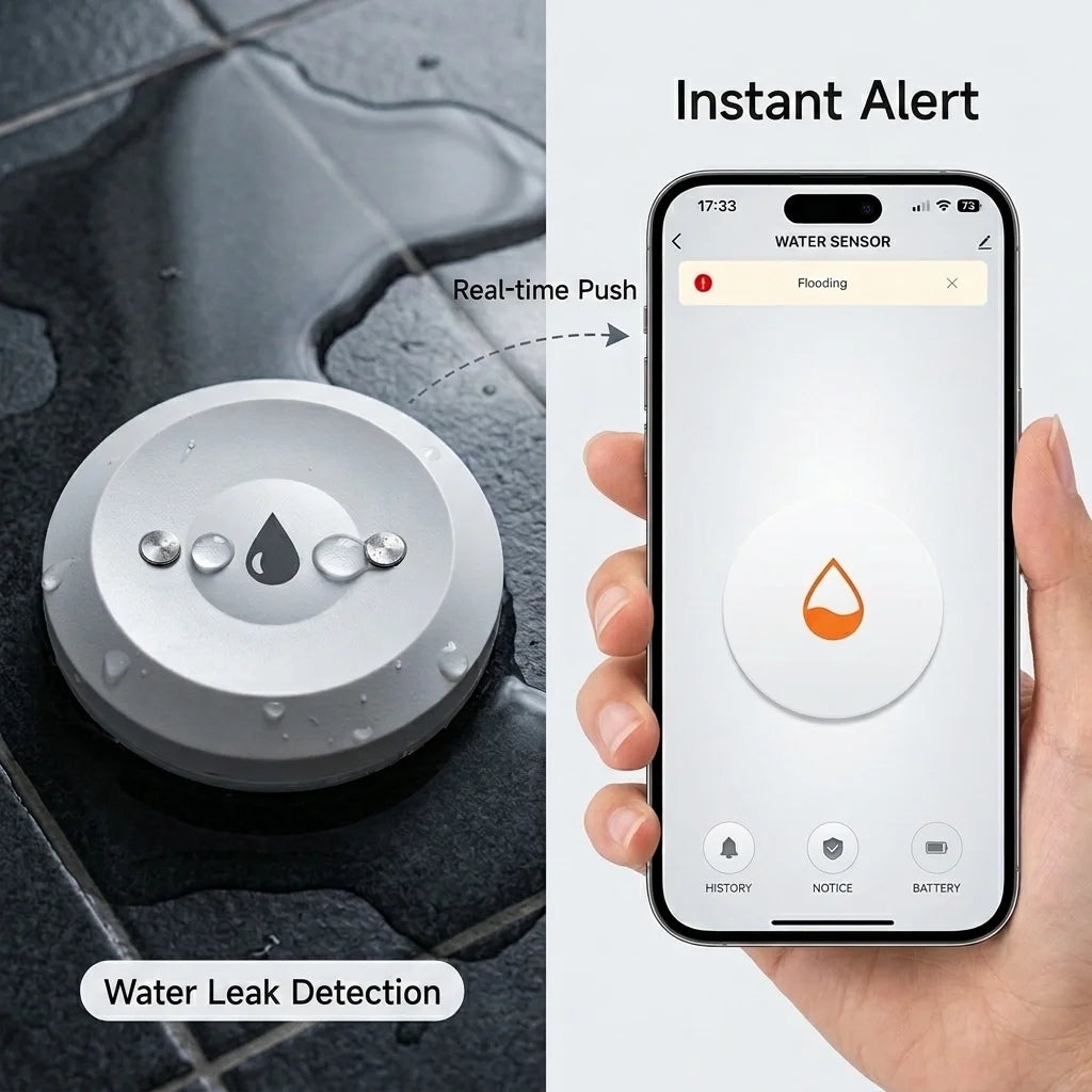 Détecteur de Fuite d'Eau Zigbee - Compatible Tuya, Smart Life