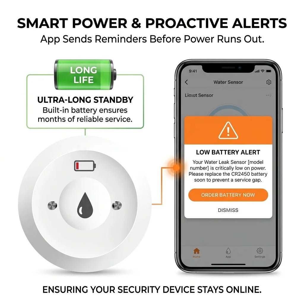 Détecteur de Fuite d'Eau Zigbee - Compatible Tuya, Smart Life