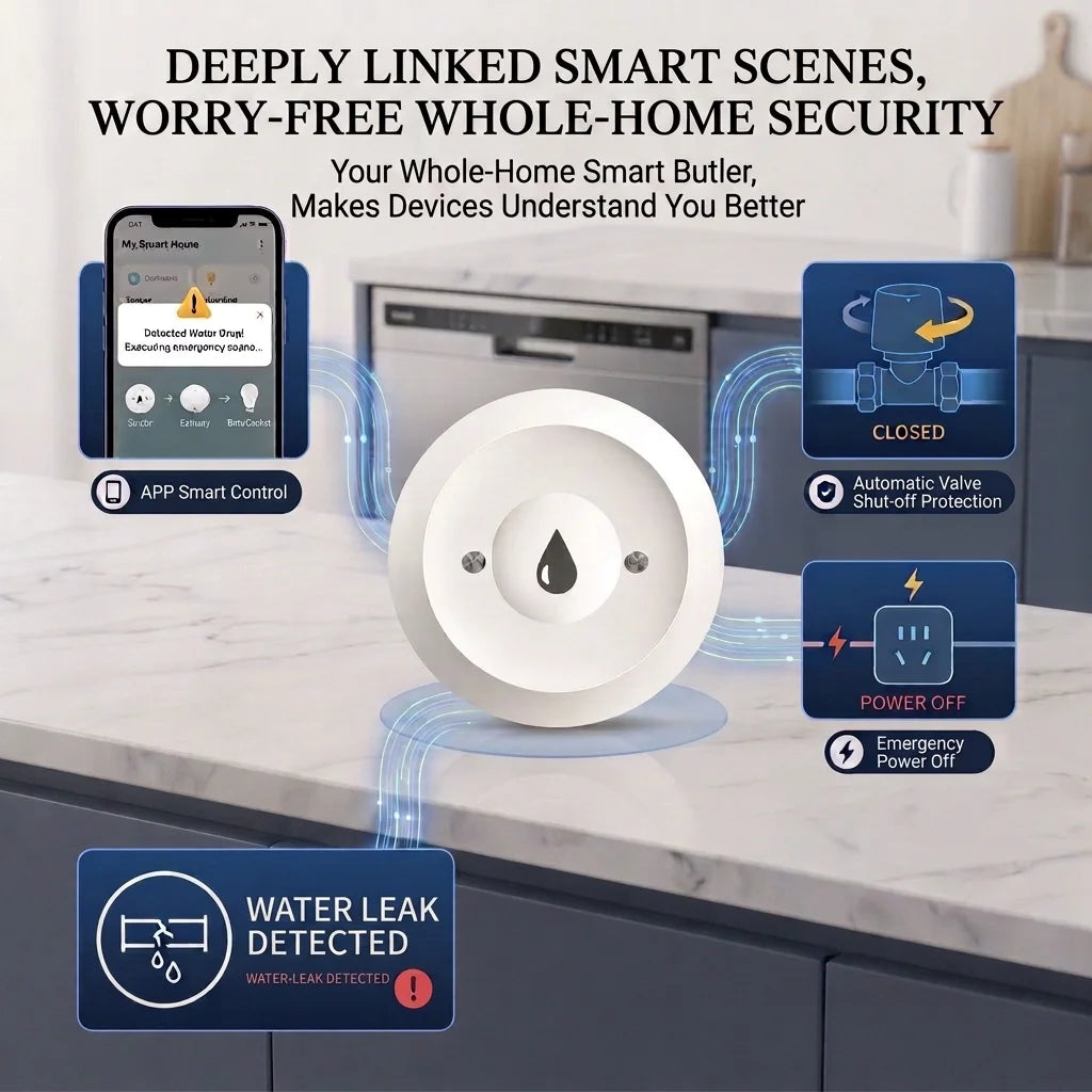 Détecteur de Fuite d'Eau Zigbee - Compatible Tuya, Smart Life